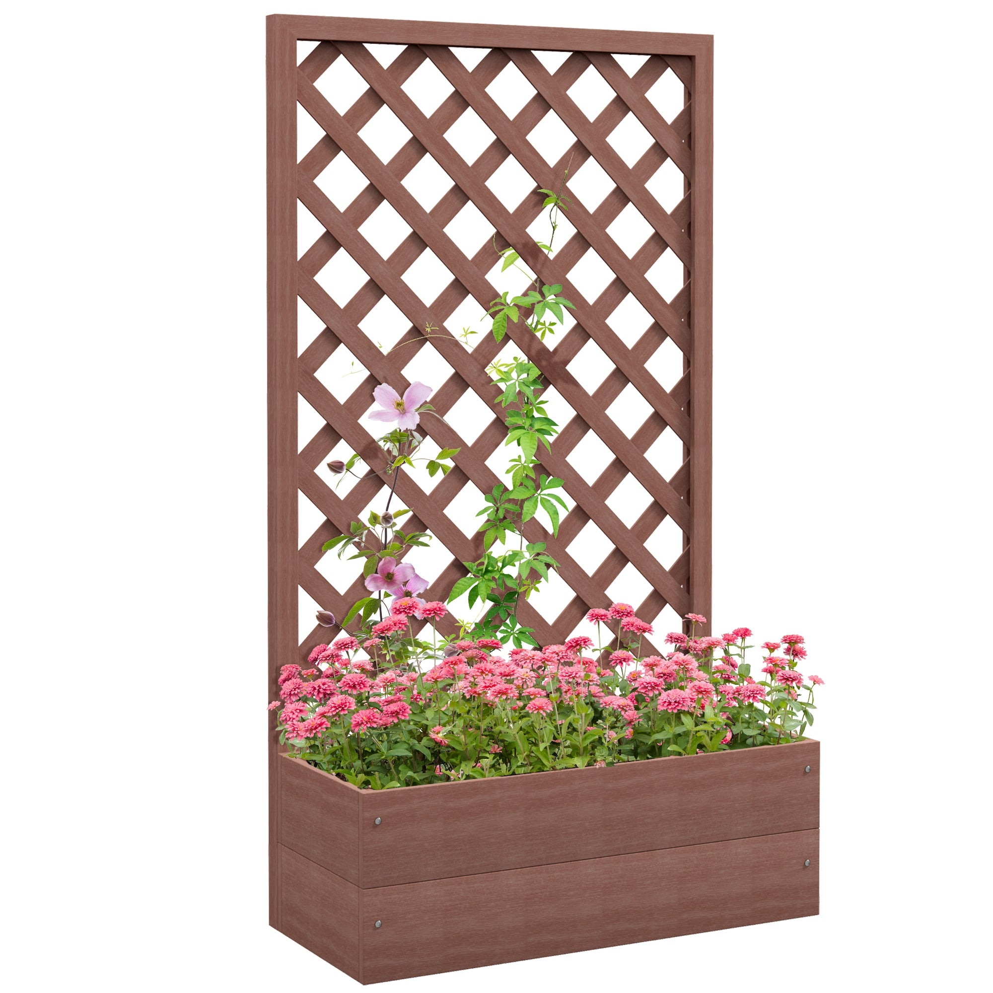 planter box with lattice trellis plans Outsunny Versatile Raised Garden Bed w/ Trellis & Self-Draining Design