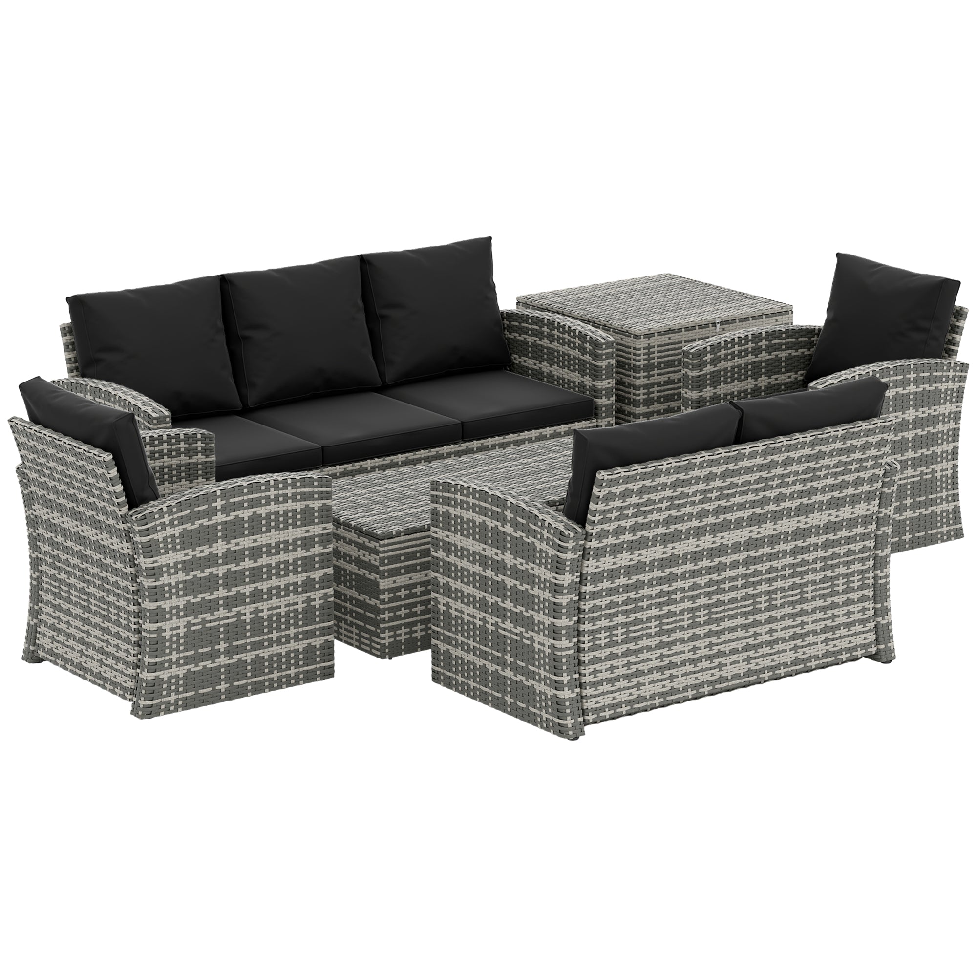 Outsunnny Pieces Wicker Patio Furniture Set with Cushions,