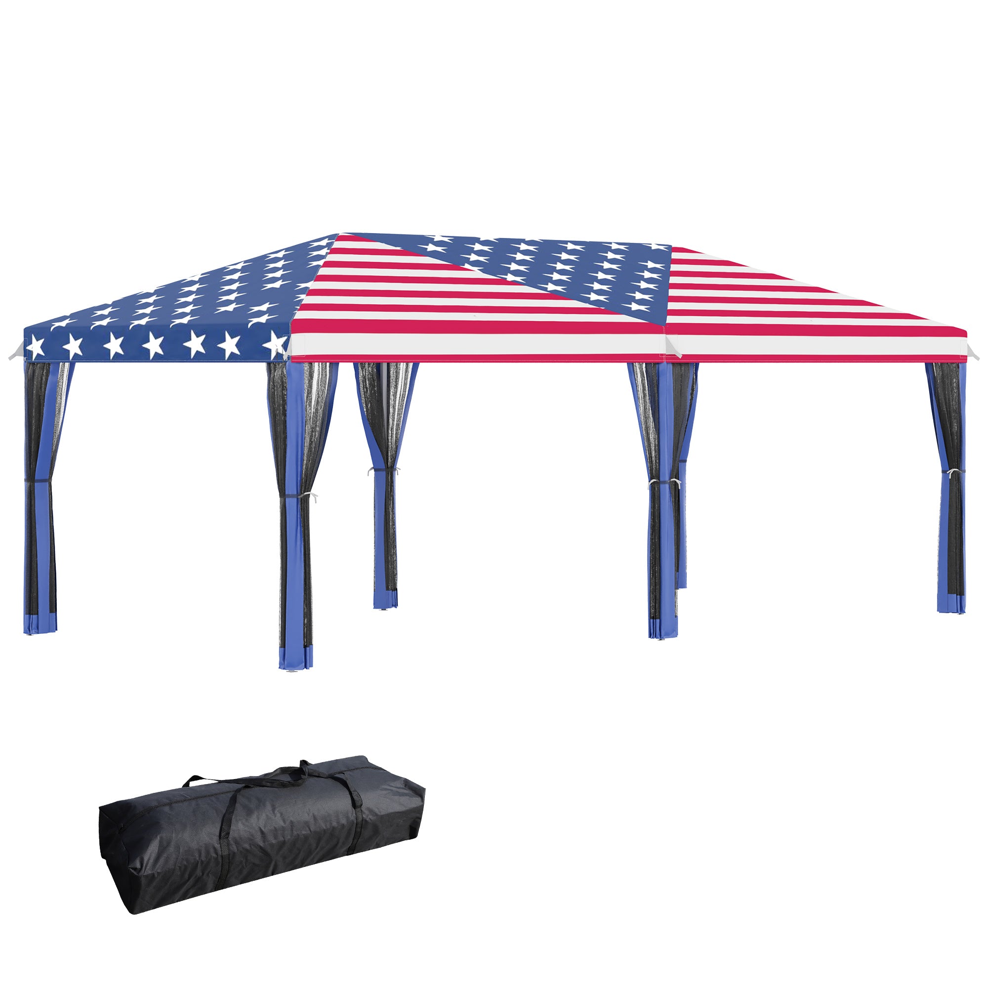 pop up tents for events Outsunny 10' x 20' Pop Up Canopy with 6 Sidewall Mesh Nettings, Flag