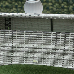 7 Pieces Patio Dining Set, Wicker Outdoor Furniture Set with Removable Cushions, Glass Top Dining Table, Rattan Patio Table and Chairs for Garden Poolside Backyard, Grey