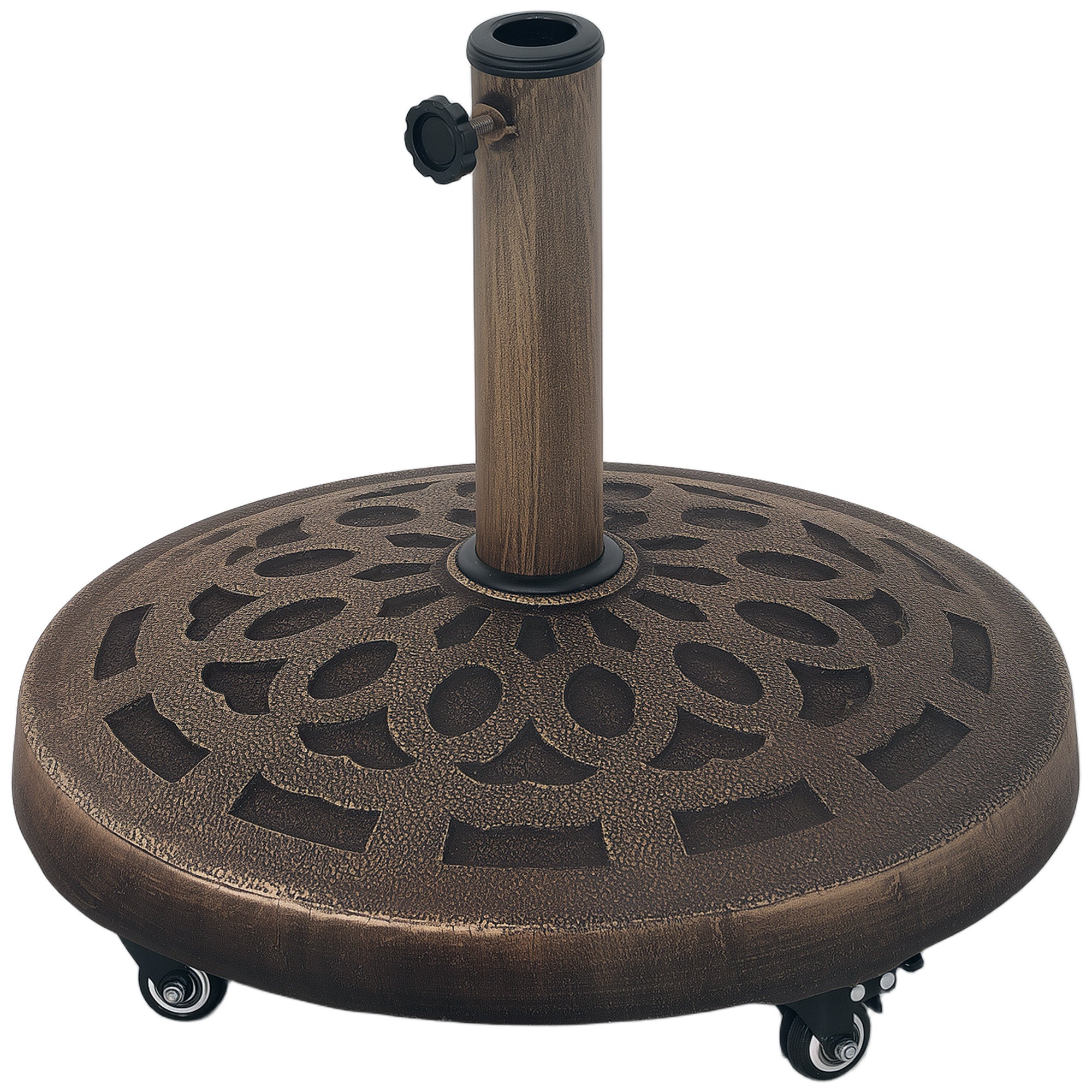 large patio umbrellas with stand and wheels Business & Pleasure Co. The Umbrella Base Wheel Set charging solar panels and 36 LED lights Fillable Umbrella Base Stand with