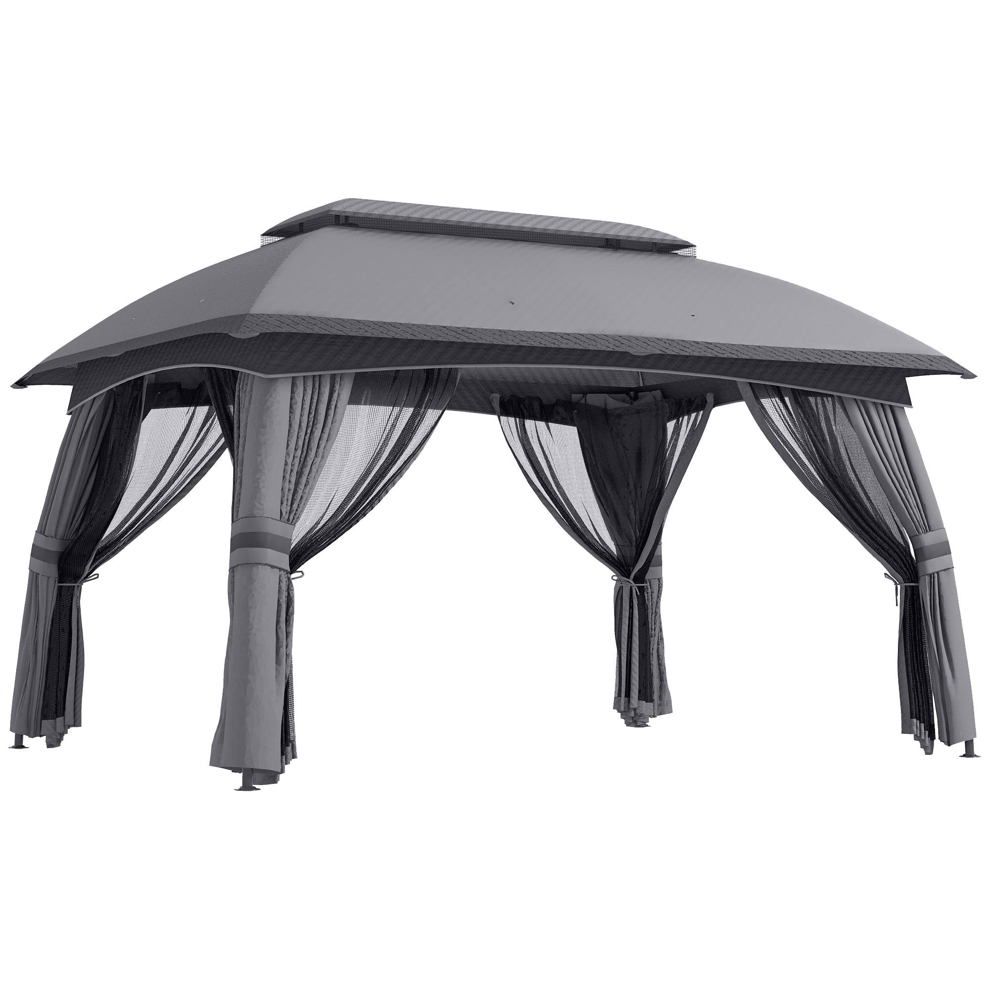 Outsunny 10' x 13' Patio Gazebo with Netting, Curtains