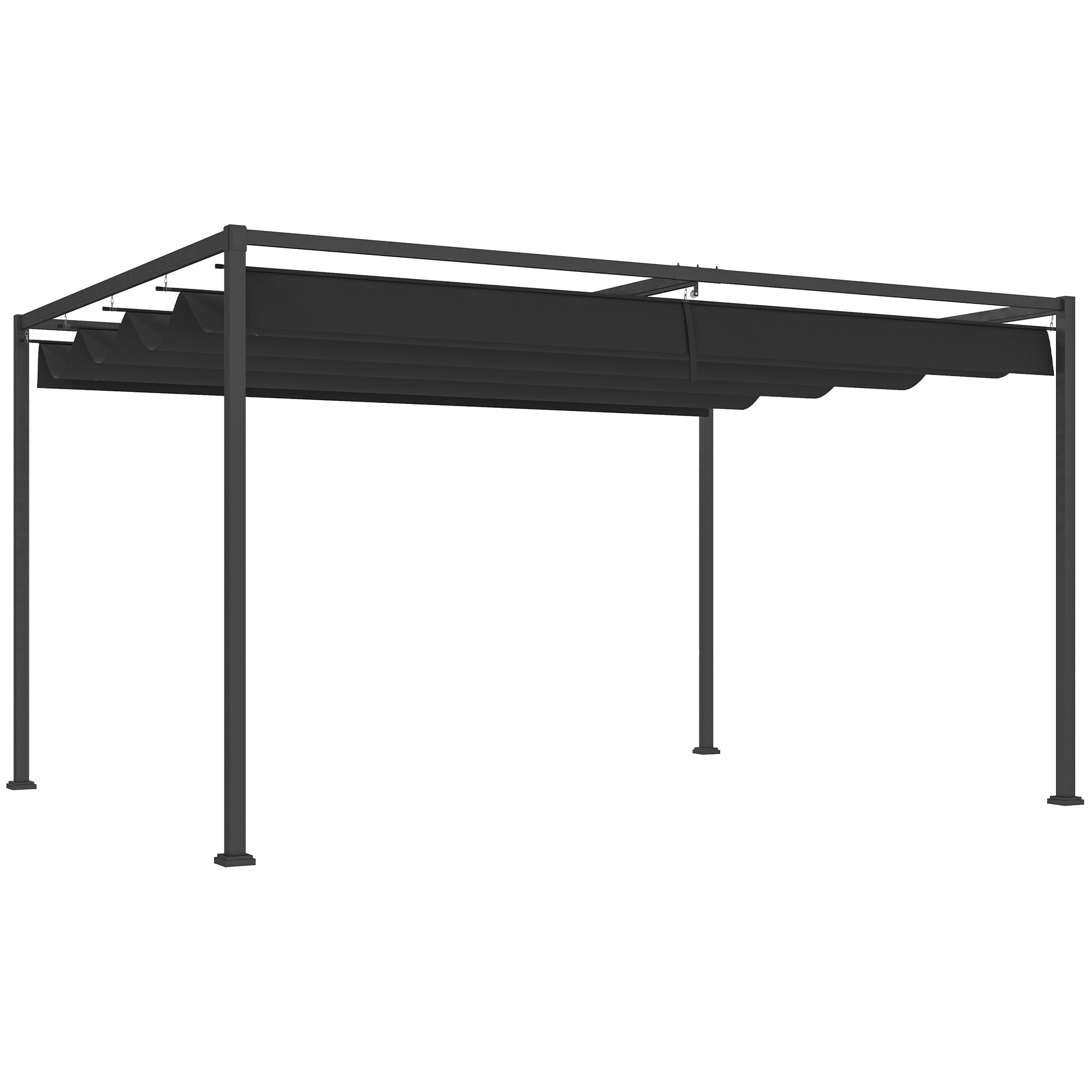 outsunny markise 4x3 Outsunny 4 x 3m Aluminium Garden Pergola with Retractable Roof & Grommet  Holes for Patio, Lawn, Black