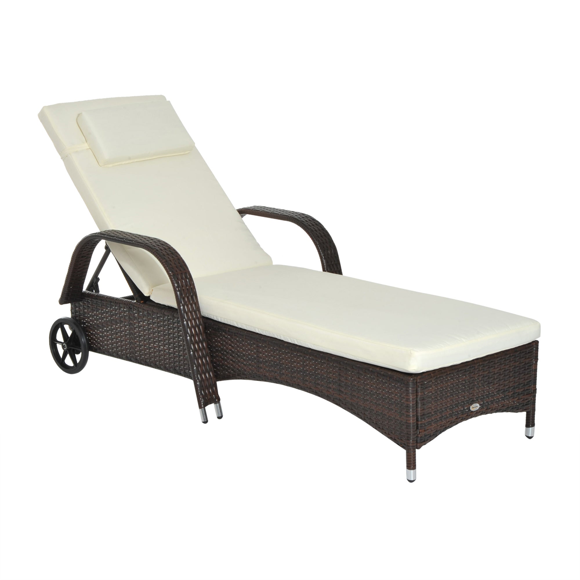 Outsunnny Wicker Chaise Lounge, Outdoor Lounge Chair, PE Rattan
