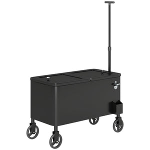80-Qt Outdoor Patio Cooler Cart, Rolling Ice Chest with Adjustable Handle, Wheels, Bottle Opener, Drainage, Outdoor Beverage Cooler Bar Cart for Party BBQ Camping, Black