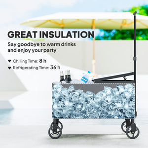 80-Qt Outdoor Patio Cooler Cart, Rolling Ice Chest with Adjustable Handle, Wheels, Bottle Opener, Drainage, Outdoor Beverage Cooler Bar Cart for Party BBQ Camping, Black