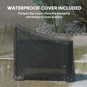 80-Qt Outdoor Patio Cooler Cart, Rolling Ice Chest with Adjustable Handle, Wheels, Bottle Opener, Drainage, Outdoor Beverage Cooler Bar Cart for Party BBQ Camping, Black