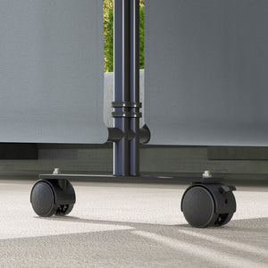 3 Panel Folding Room Divider with Lockable Wheels, 6ft Rolling Privacy Screen, Portable Freestanding Privacy Panel for Garden Backyard Deck Pool Hot Tub, Dark Grey