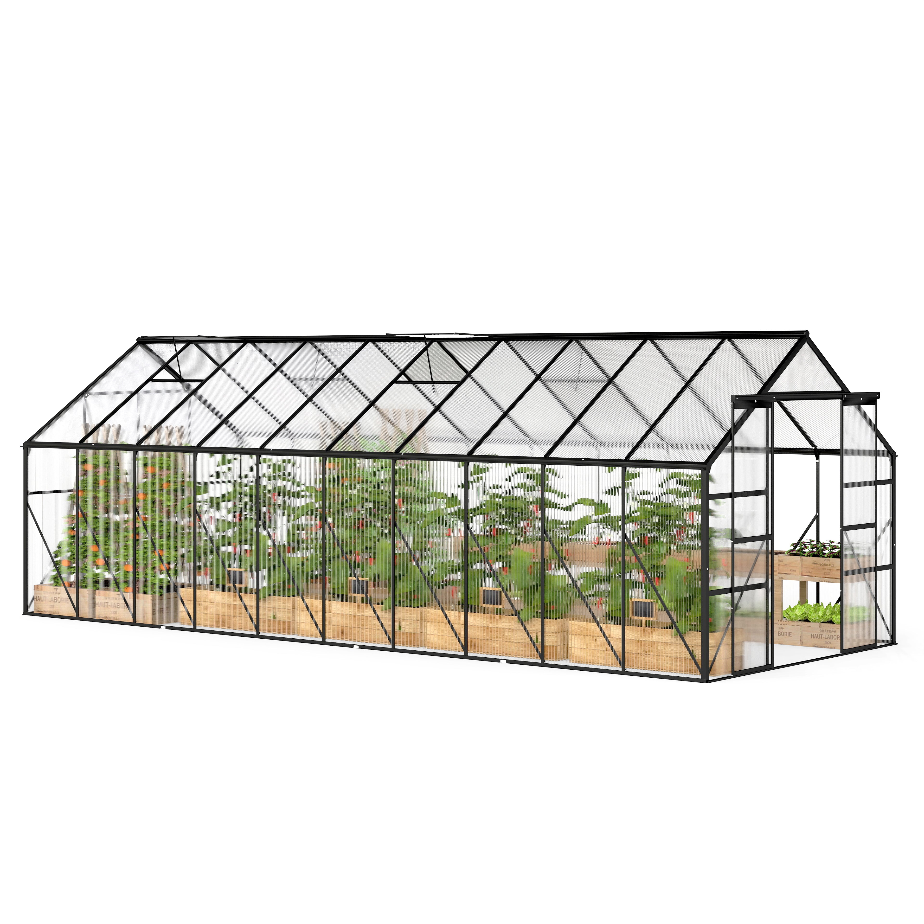 Outsunny BloomGreen 20' x 8' Greenhouse with Roof Vent and Sliding