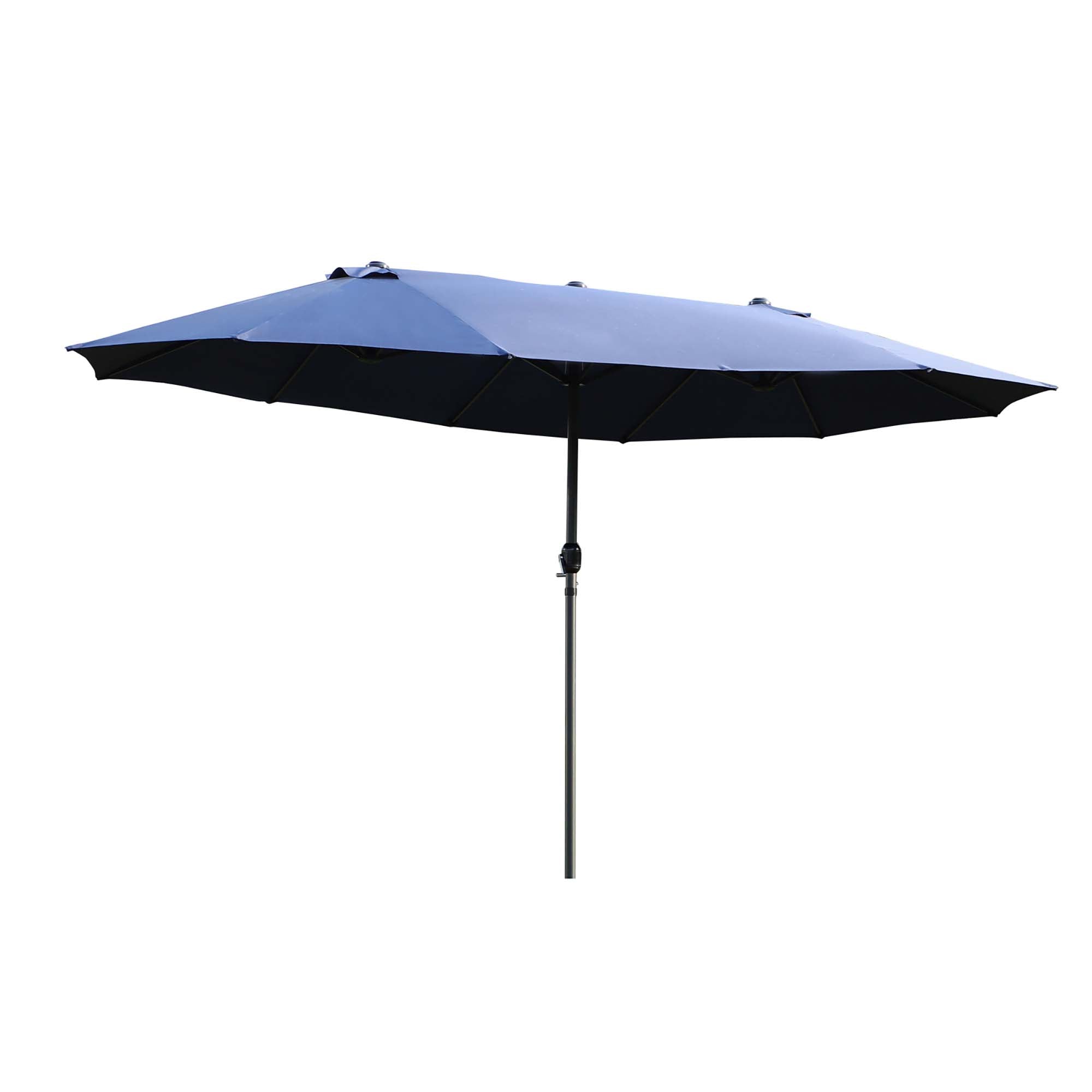 Outsunny 15' Twin Canopy Patio Umbrella with Crank, Air Vents, Blue