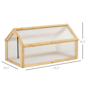 Wooden Cold Frame Greenhouse Garden Portable Raised Planter with Openable Top for Indoor, Outdoor, Flowers, Vegetables, Plants, 35.5" x 20.5" x 19.5", Light Brown