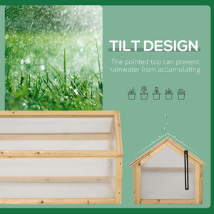Wooden Cold Frame Greenhouse Garden Portable Raised Planter with Openable Top for Indoor, Outdoor, Flowers, Vegetables, Plants, 35.5" x 20.5" x 19.5", Light Brown