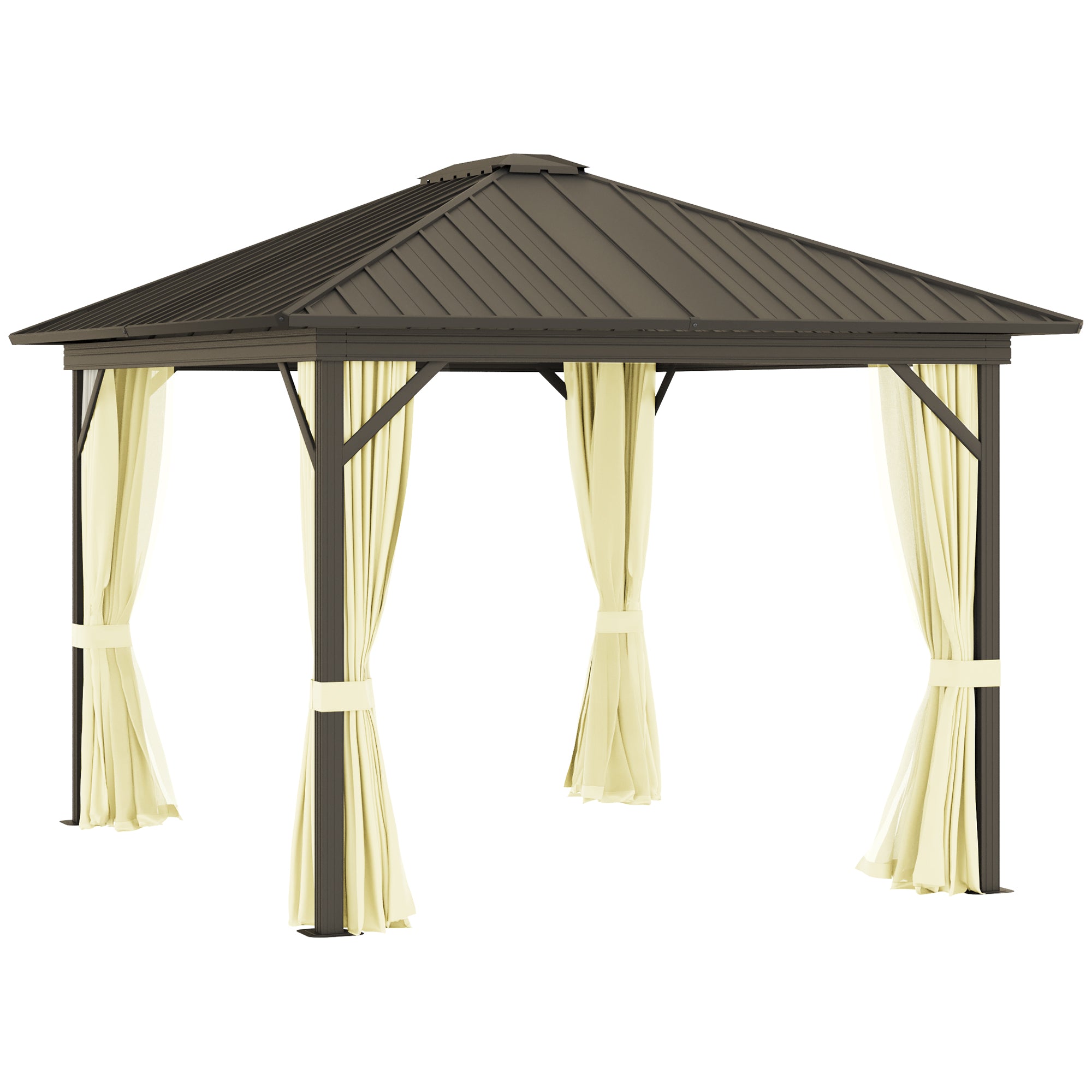 Outsunny 10' x 12' Hardtop Gazebo with Aluminum Frame