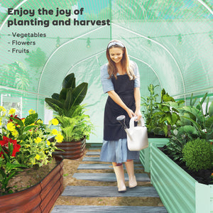 6.6' x 11' x 7' Walk-in Greenhouse Outdoor Plant Tunnel Warm Hot House w/ Roll Up Door and 6 Mesh Windows, Steel Frame, Green