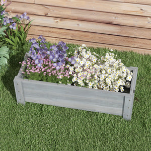 58L Garden Raised Bed Planter Grow Containers for Outdoor Patio Plant Flower Vegetable Pot Fir Wood, 100 x 36.5 x 36 cm, Grey
