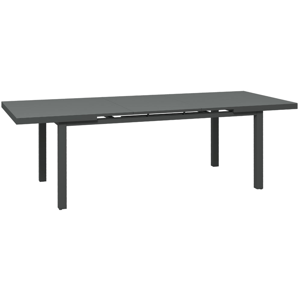 Extending Garden Table, Rectangle Outdoor Dining Table for 6-8, Aluminium Frame, for Lawn Balcony - Charcoal Grey