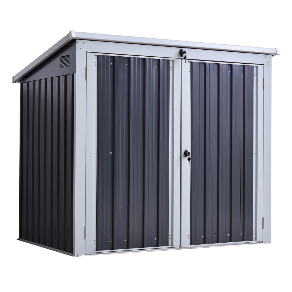 5ft x 3ft Garden Storage Shed, Outdoor Garbage Bin Storage Shed with Lockable Doors and Lid for Trash Can, Garden Tools, Black