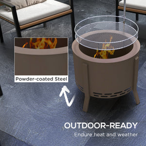 Outsunny 2-in-1 Smokeless Fire Pit, BBQ Grill, 19" Portable Wood Burning Firepit with Cooking Grate and Poker, Low Smoke Camping Bonfire Stove for Backyard Patio Picnic, Bronze