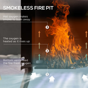 Outsunny 2-in-1 Smokeless Fire Pit, BBQ Grill, 19" Portable Wood Burning Firepit with Cooking Grate and Poker, Low Smoke Camping Bonfire Stove for Backyard Patio Picnic, Bronze