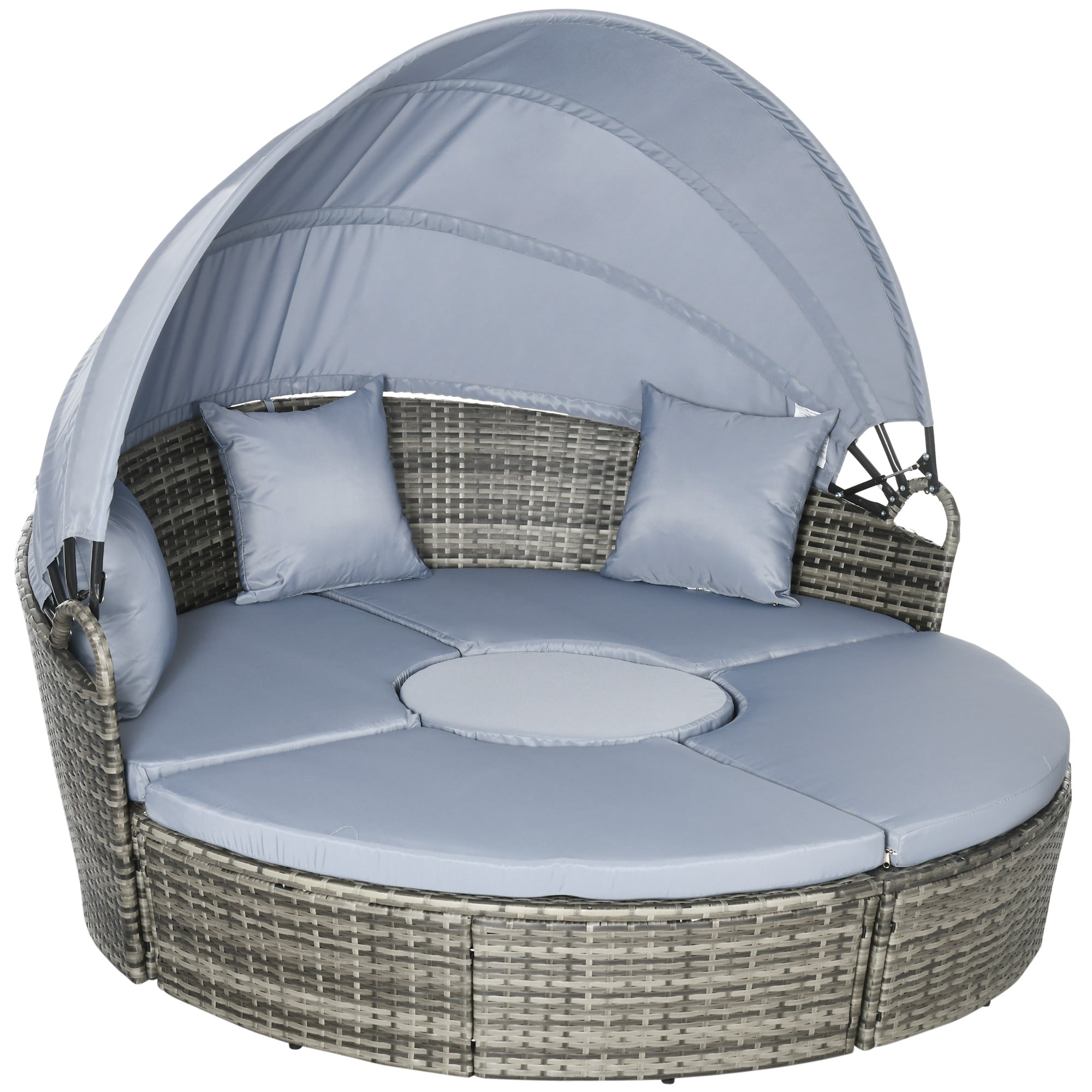 Outsunny Round Outdoor Daybed with Canopy, 4-Piece Sectional