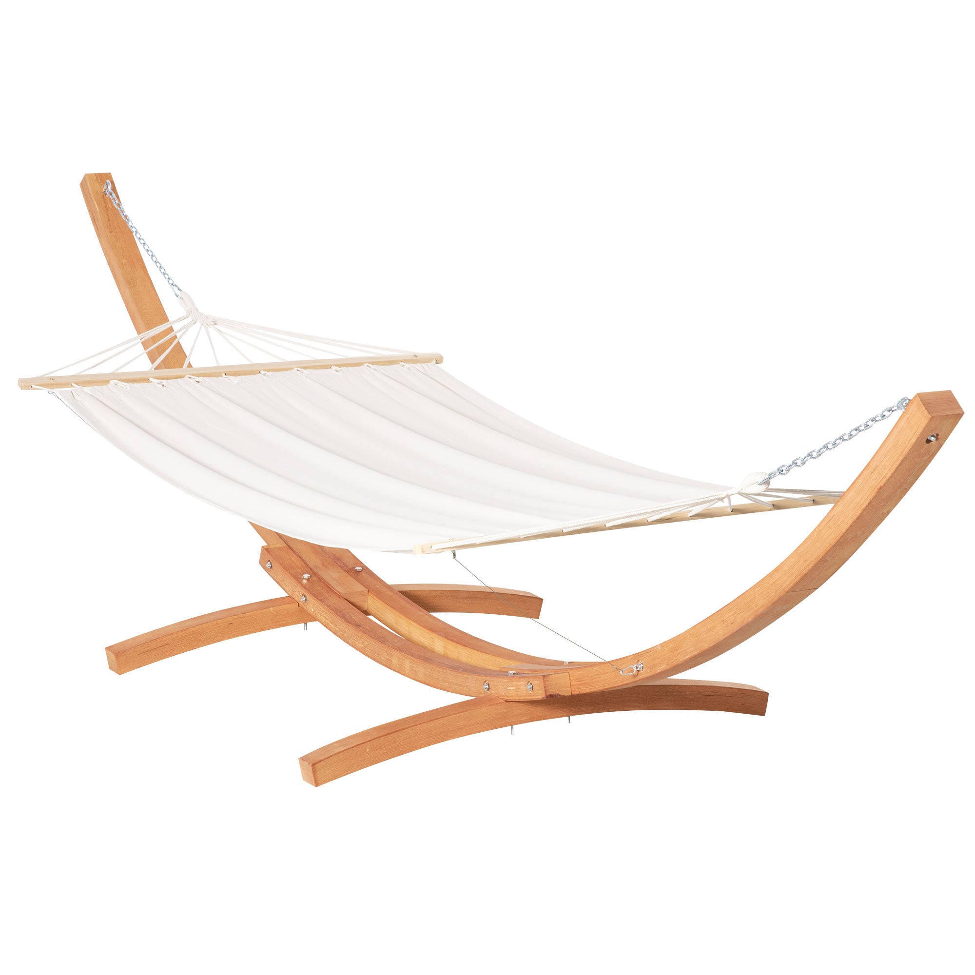 hängematte auf türkisch Outsunny 12.8' Heavy Duty Wooden Hammock Stand with Boho Style Nap Bed, No Tree Needed, White Cotton