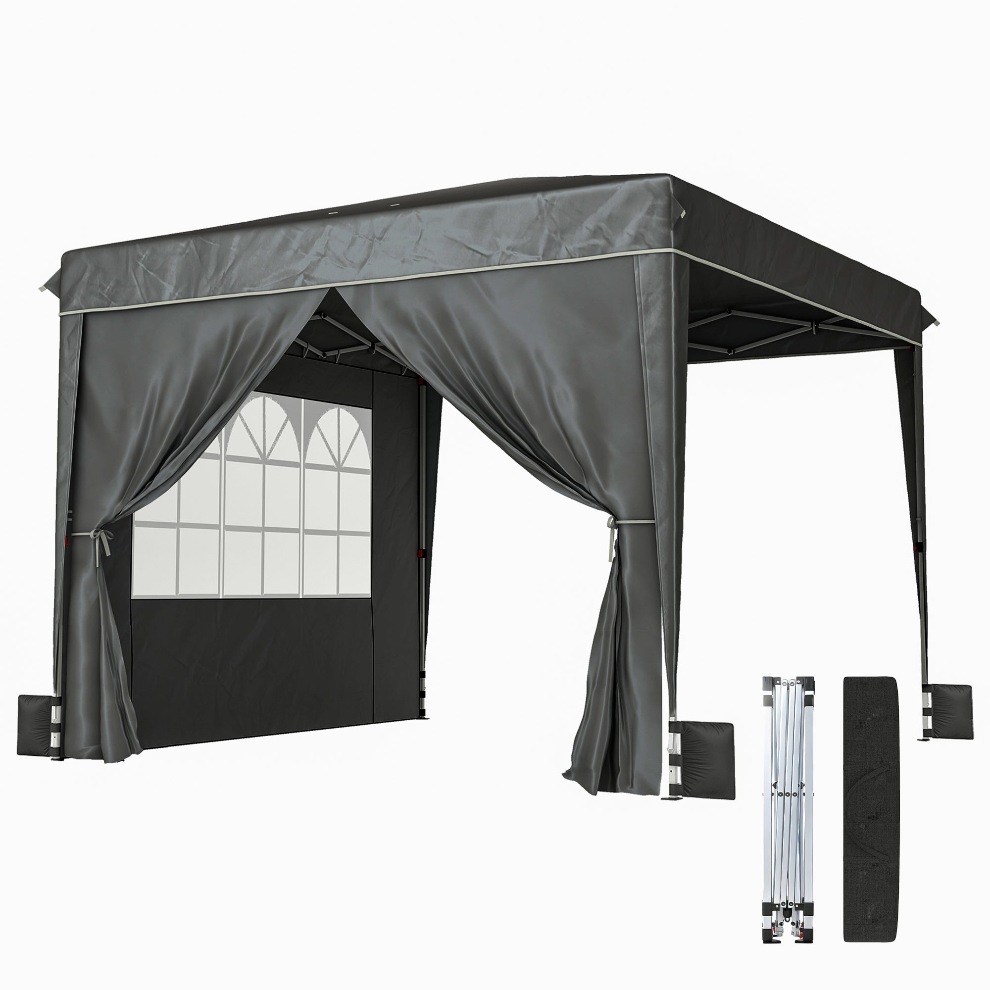 portable shelter tent Outsunny 10 x 10 ft Pop Up Canopy Tent with Sidewalls, UPF50+ Outdoor Portable Instant Canopy Shelter with Carry Bag, Black