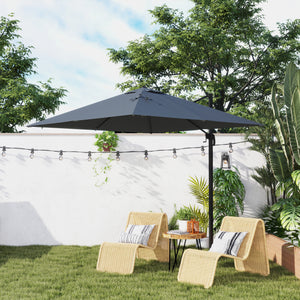 8 FT Cantilever Patio Umbrella, UPF50+ Outdoor Square Aluminium Offset Umbrella with 360° Rotation, Cross Base, Crank and Tilt for Garden, Patio, Deck and Pool, Dark Grey