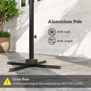 8 FT Cantilever Patio Umbrella, UPF50+ Outdoor Square Aluminium Offset Umbrella with 360° Rotation, Cross Base, Crank and Tilt for Garden, Patio, Deck and Pool, Dark Grey