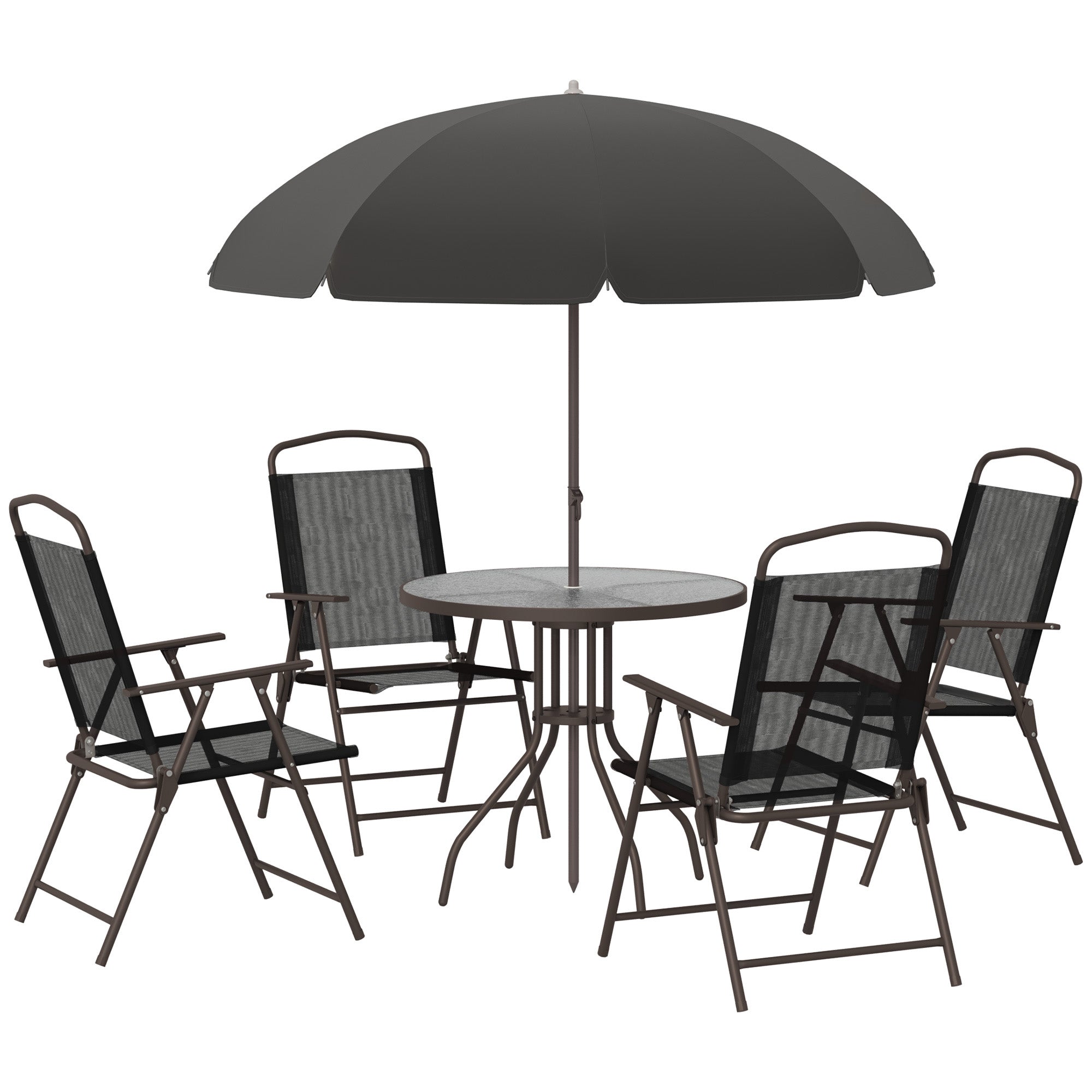 4 chair patio set with umbrella for sale 6 Piece Round- Chairs, table and simply press down the lock button and attach the pole extension for quick setup in under 10 minutes MAISON ARTS 5 Pieces Metal