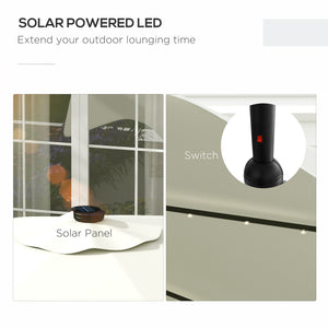 3(m) Garden Parasol Umbrella with 32 Solar LED Lights and Tilt, Outdoor Market Table Umbrella Sun Shade Canopy with Crank, 8 Ribs, Cream White