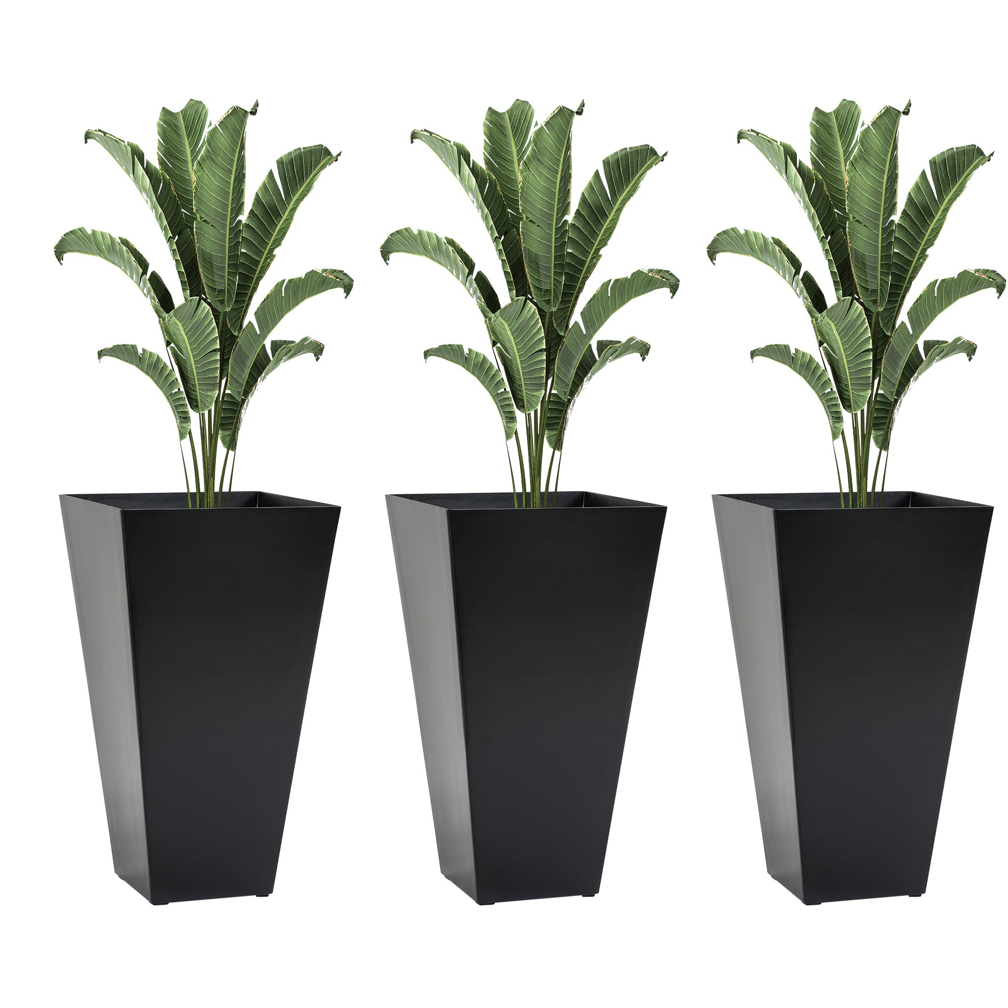 Outsunny 28" Tall Planters for Outdoor Plants with Drainage Hole, Set of 3  Taper Indoor Outdoor Planters, Large Plastic Garden Flower Pots for P