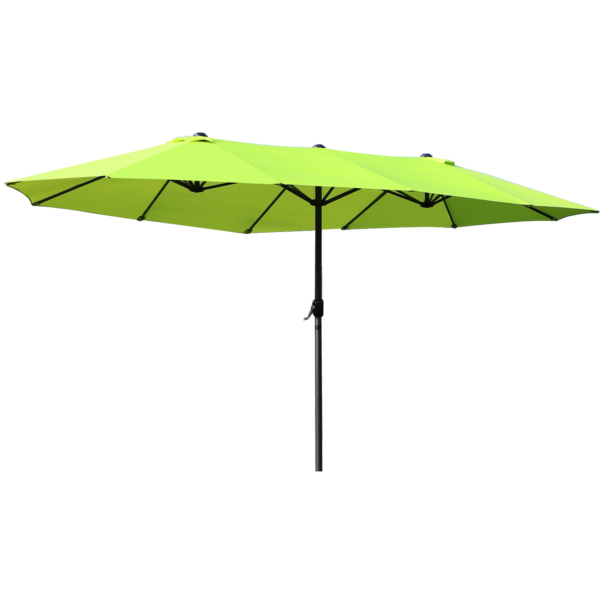 Outsunny 15' Twin Canopy Patio Umbrella with Crank , Air Vents, Green