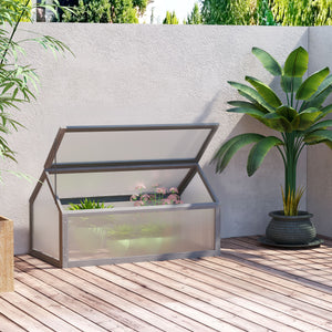 Wooden Cold Frame Greenhouse Garden Portable Raised Planter with Openable Top for Indoor, Outdoor, Flowers, Vegetables, Plants, 35.5" x 20.5" x 19.5", Grey