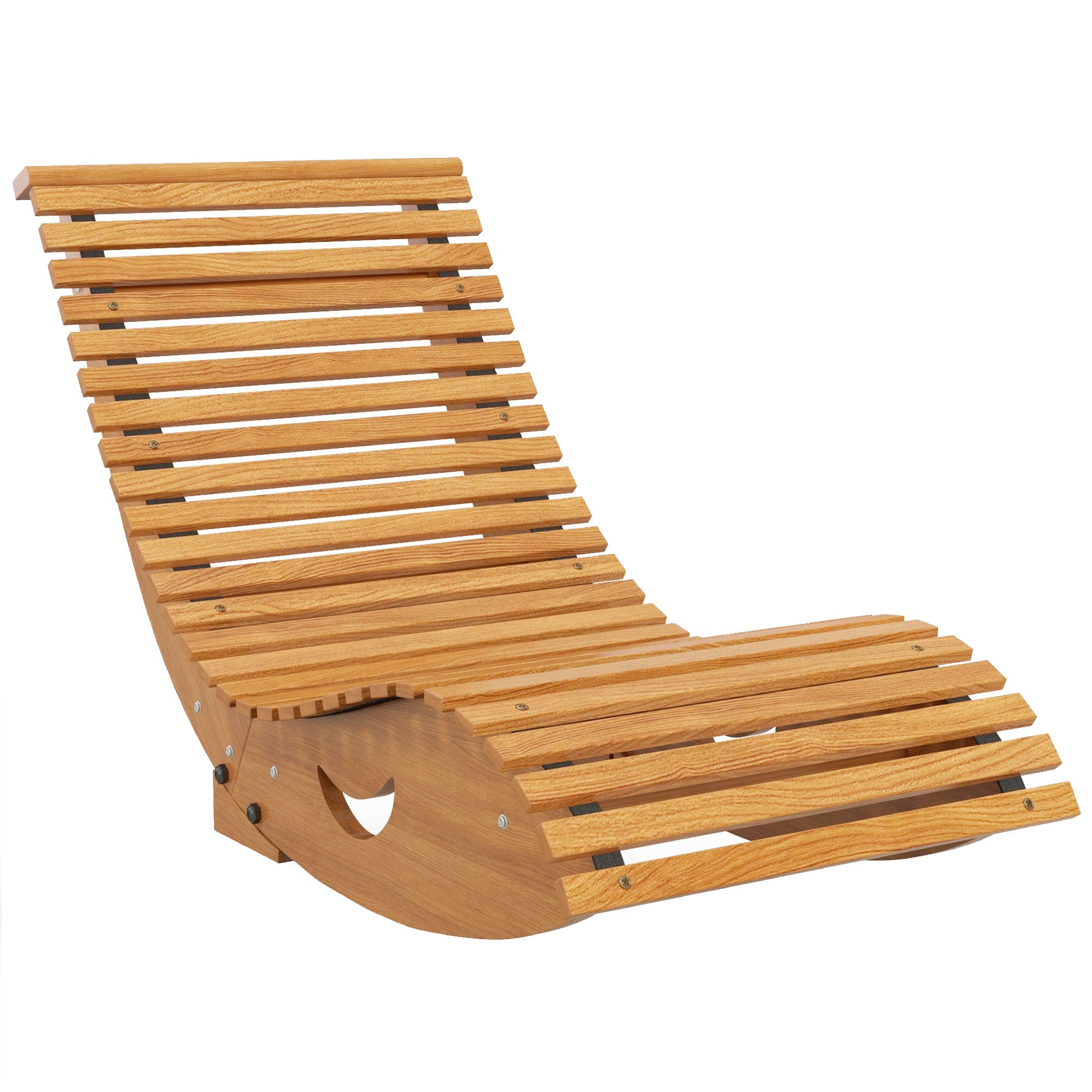 Garden Rocking Chair with Slatted Seat and High Back, Outdoor Wooden Chair with S Shape, Patio Rocker Chair, for Balcony, Outdoor, Garden, Teak