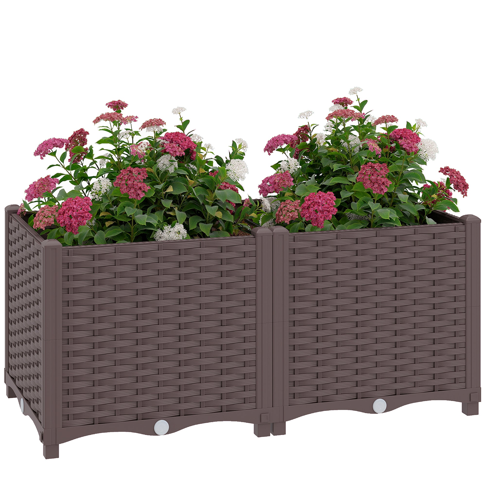 plastic elevated planter Outsunny Self Watering Plastic Raised Garden Bed with Legs, 80 x 40 x 37 cm