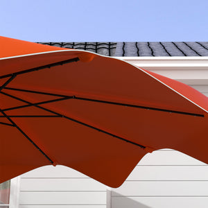 3(m) Garden Parasol Umbrella with 32 Solar LED Lights and Tilt, Outdoor Market Table Umbrella Sun Shade Canopy with Crank, 8 Ribs, Orange
