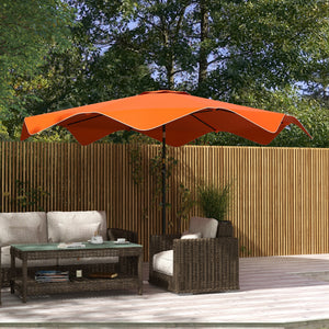 3(m) Garden Parasol Umbrella with 32 Solar LED Lights and Tilt, Outdoor Market Table Umbrella Sun Shade Canopy with Crank, 8 Ribs, Orange