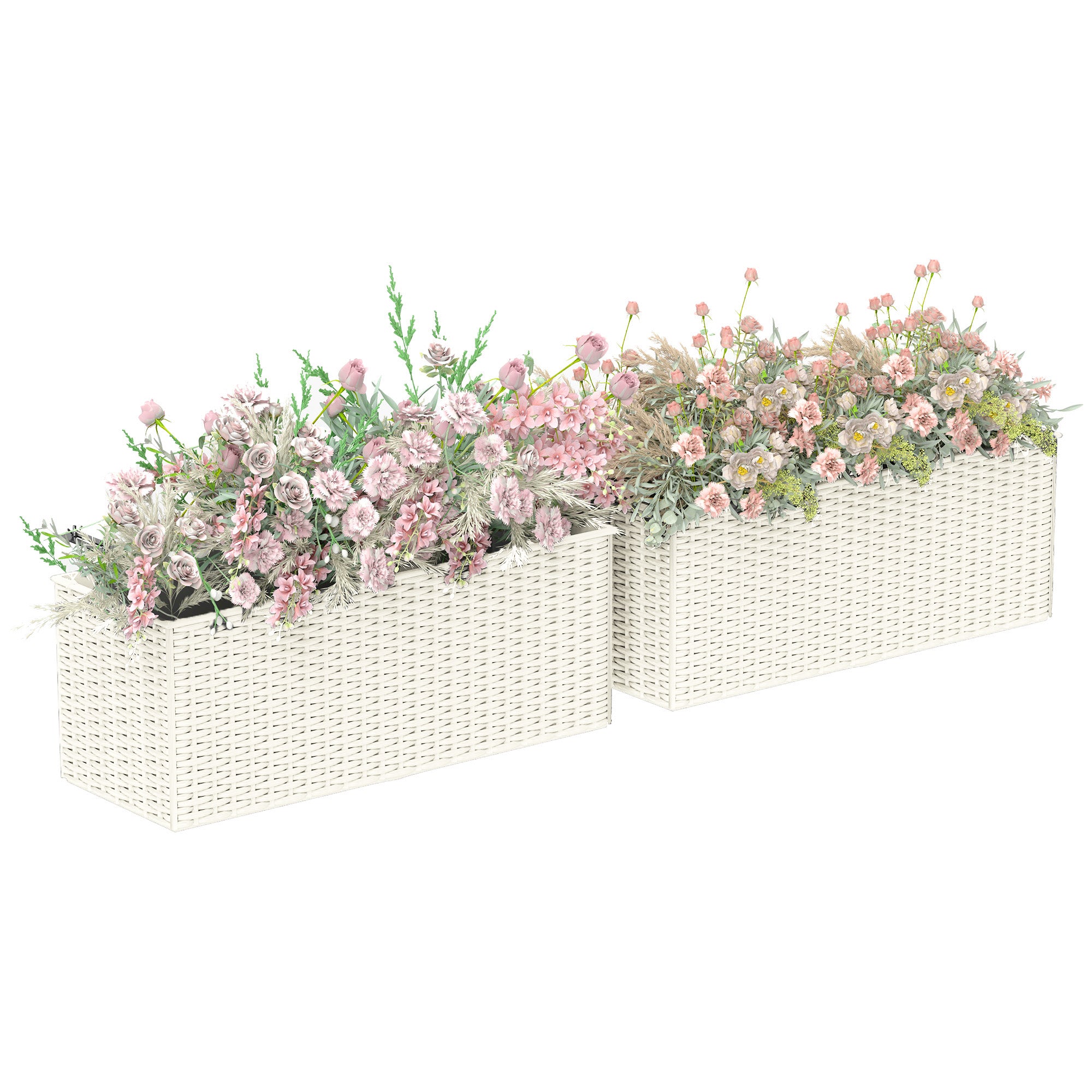 self watering rail planter boxes Outsunny Self-Watering Railing Planter Boxes for Balcony & Garden