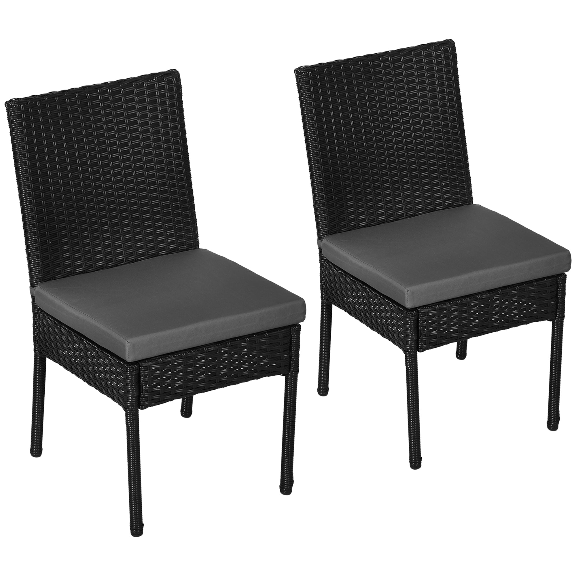 Pieces PE Rattan Garden Chairs with Cushion, Patio Wicker Dining