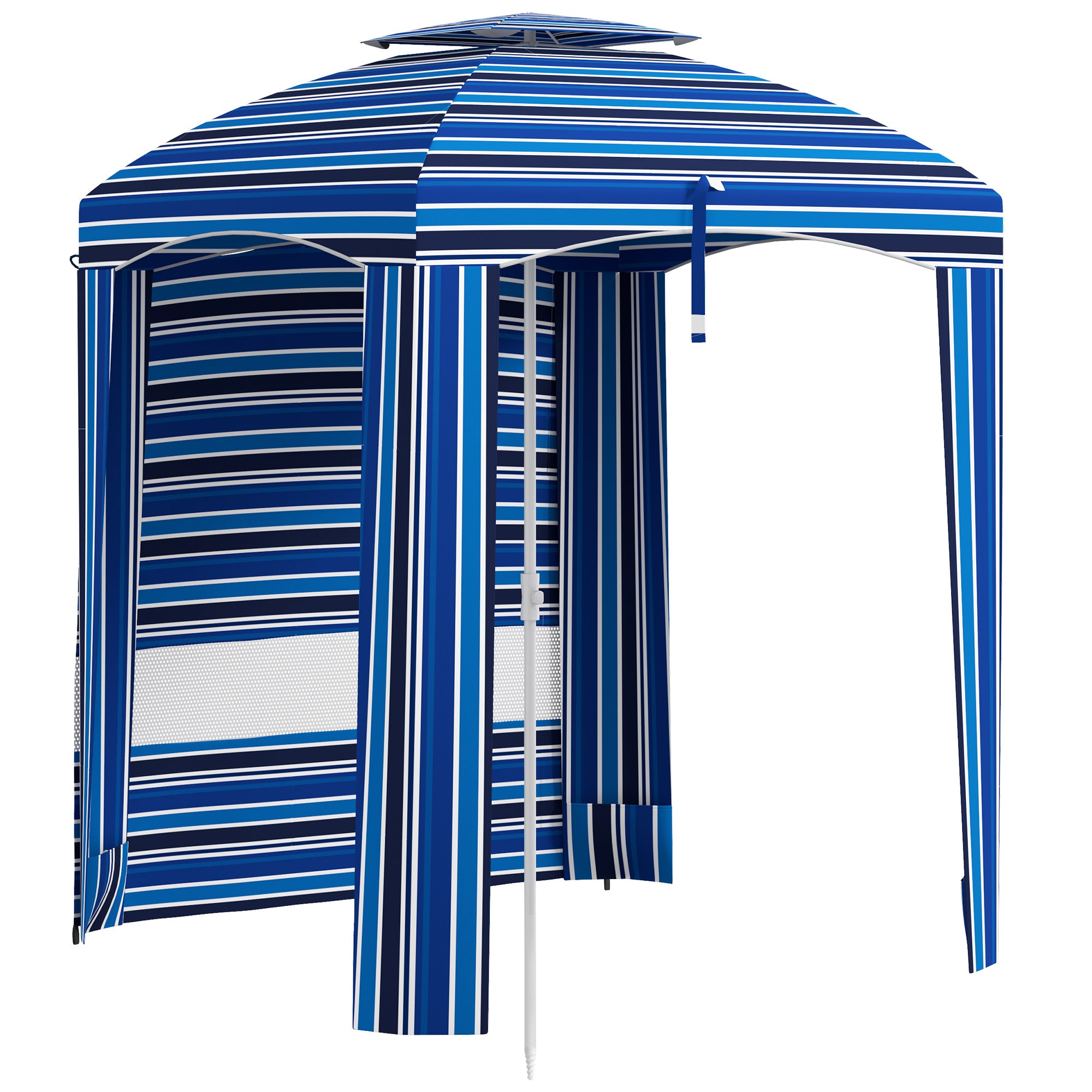 kmart patio umbrellas sale Outsunny Cabana Umbrella 5.8'x5.8', Blue Stripe, Vented Windows, Ruffles, Carry Bag, Outdoor Shade
