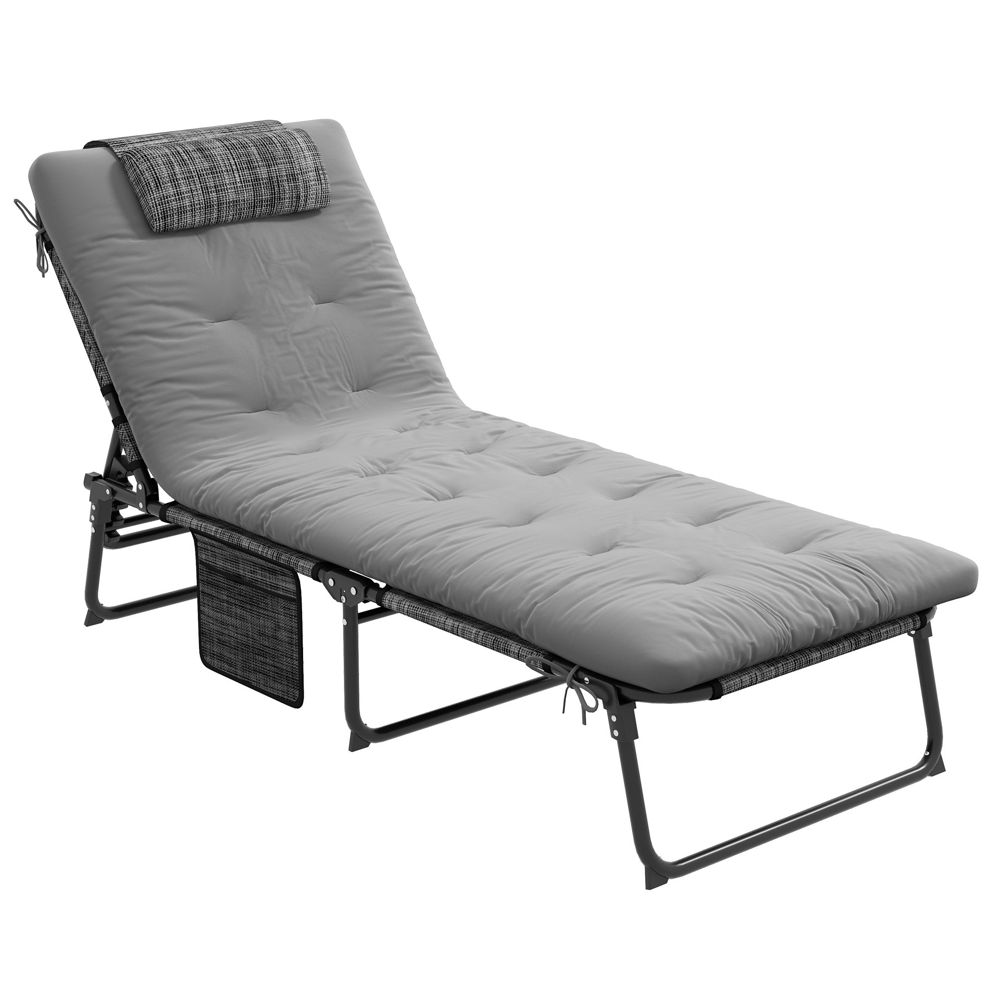 Outsunny Folding Chaise Lounge Pool Chair, 4-level Reclining Back