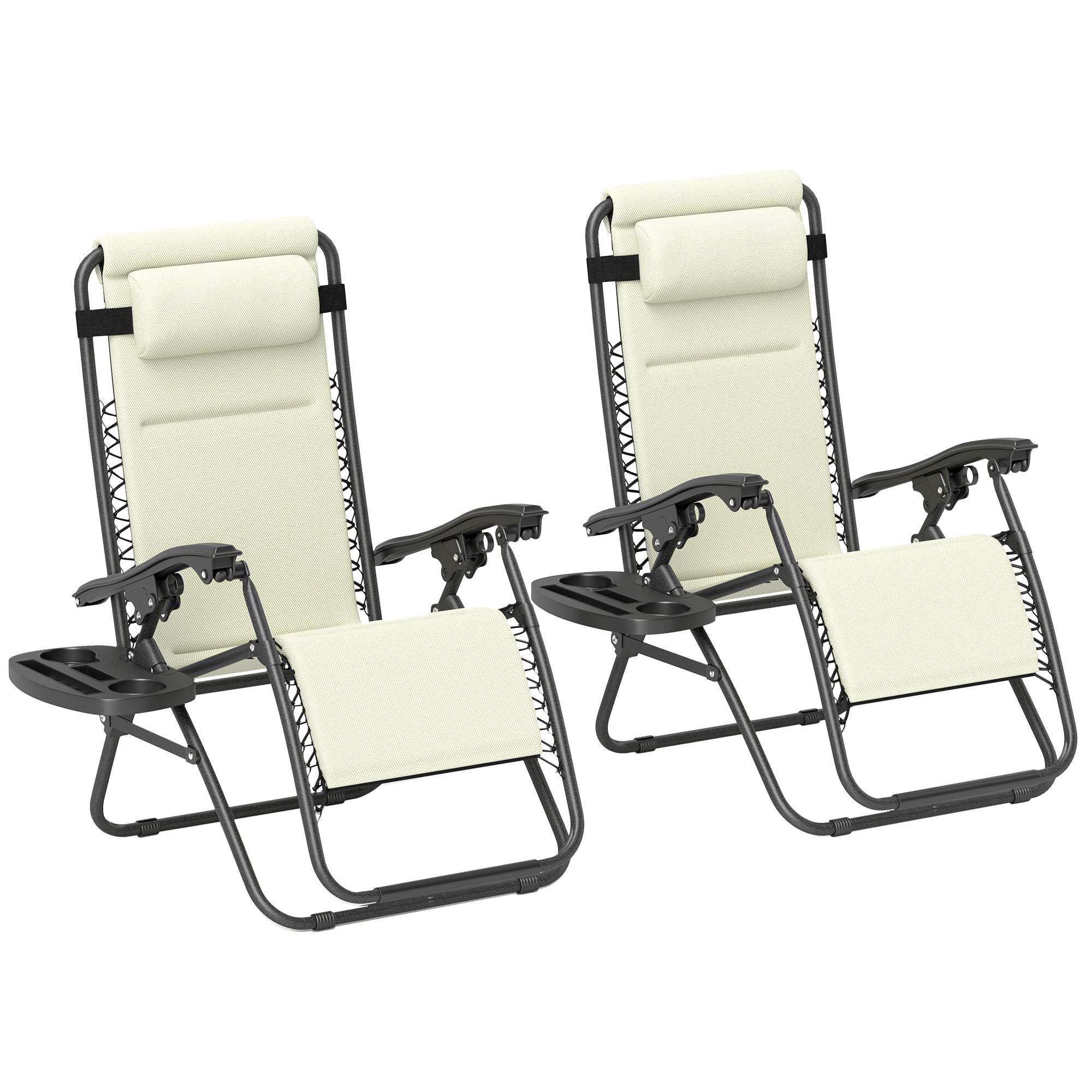 Outsunny 2-Piece Zero Gravity Reclining Lounge Chair Set with