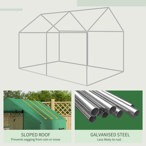 6.6' x 10' x 6.6' Tunnel Greenhouse with Roll-up Door and Mesh Windows, Walk-in Green House with PE Cover and Steel Frame, Garden Plants Growing Warm House Tent, Green