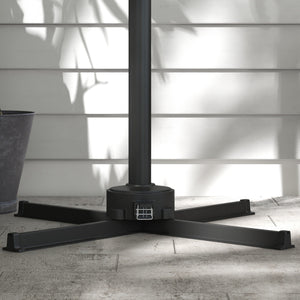 3(m) Cantilever Roma Parasol Adjustable Garden Sun Umbrella with LED Solar Light, Aluminium Frame, Tilt & Crank, UV50+, Cross Base Rotating Outdoor- Khaki