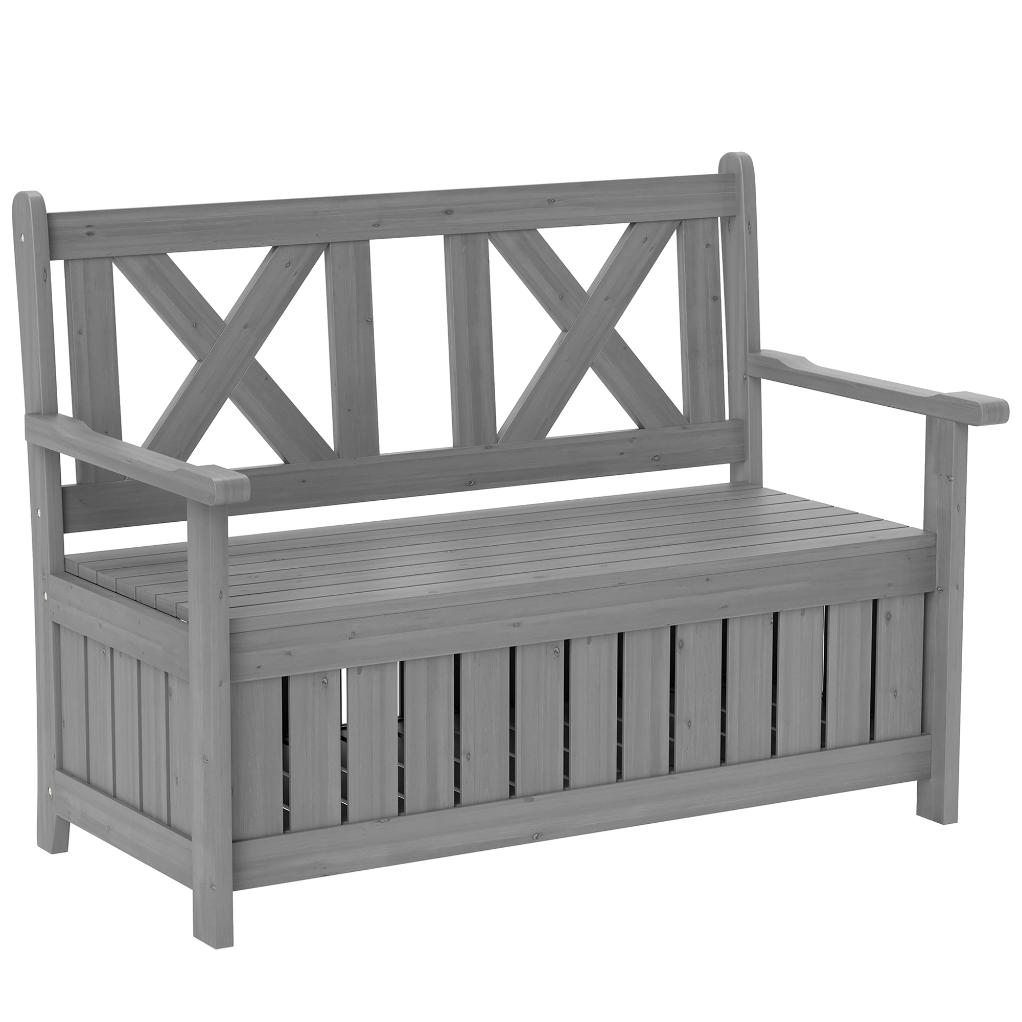 Wood Garden Bench Seater Storage Chest Patio Seating Chair with