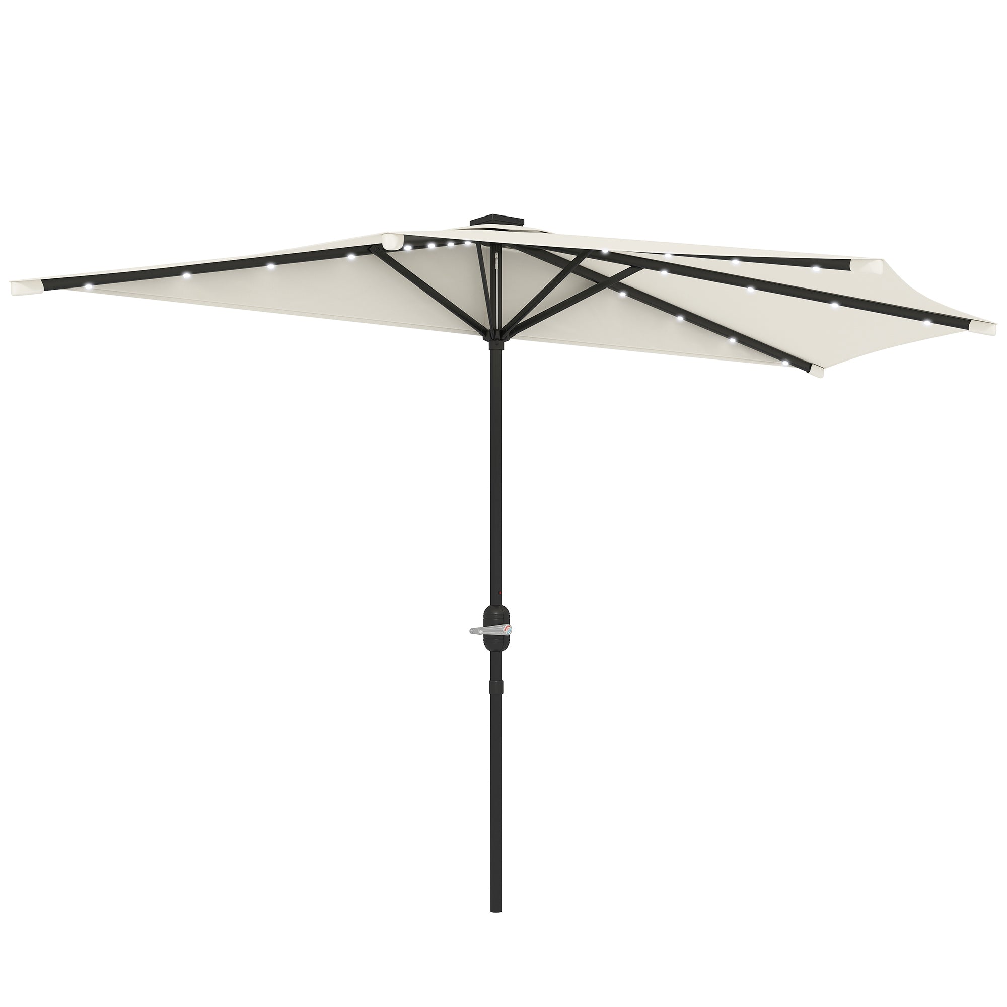 half patio umbrellas Outsunny UPF 30 Vented Half Patio Umbrella with Crank & Tilt, Cream White