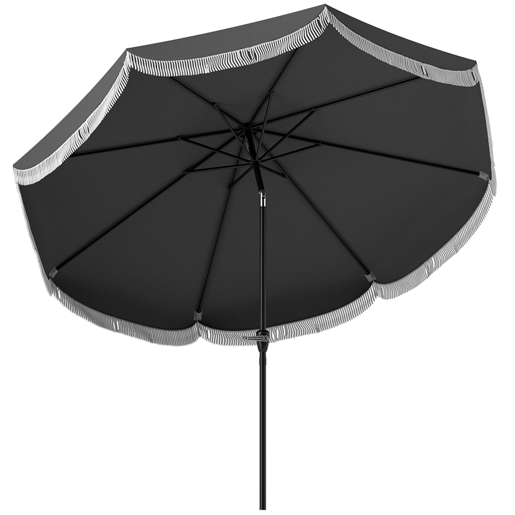 black umbrella for patio table MASTERCANOPY Outdoor Market 8 Ribs 9FT / Brown reducing wind stress and ensuring a stable Outsunny 9' Outdoor Umbrella with