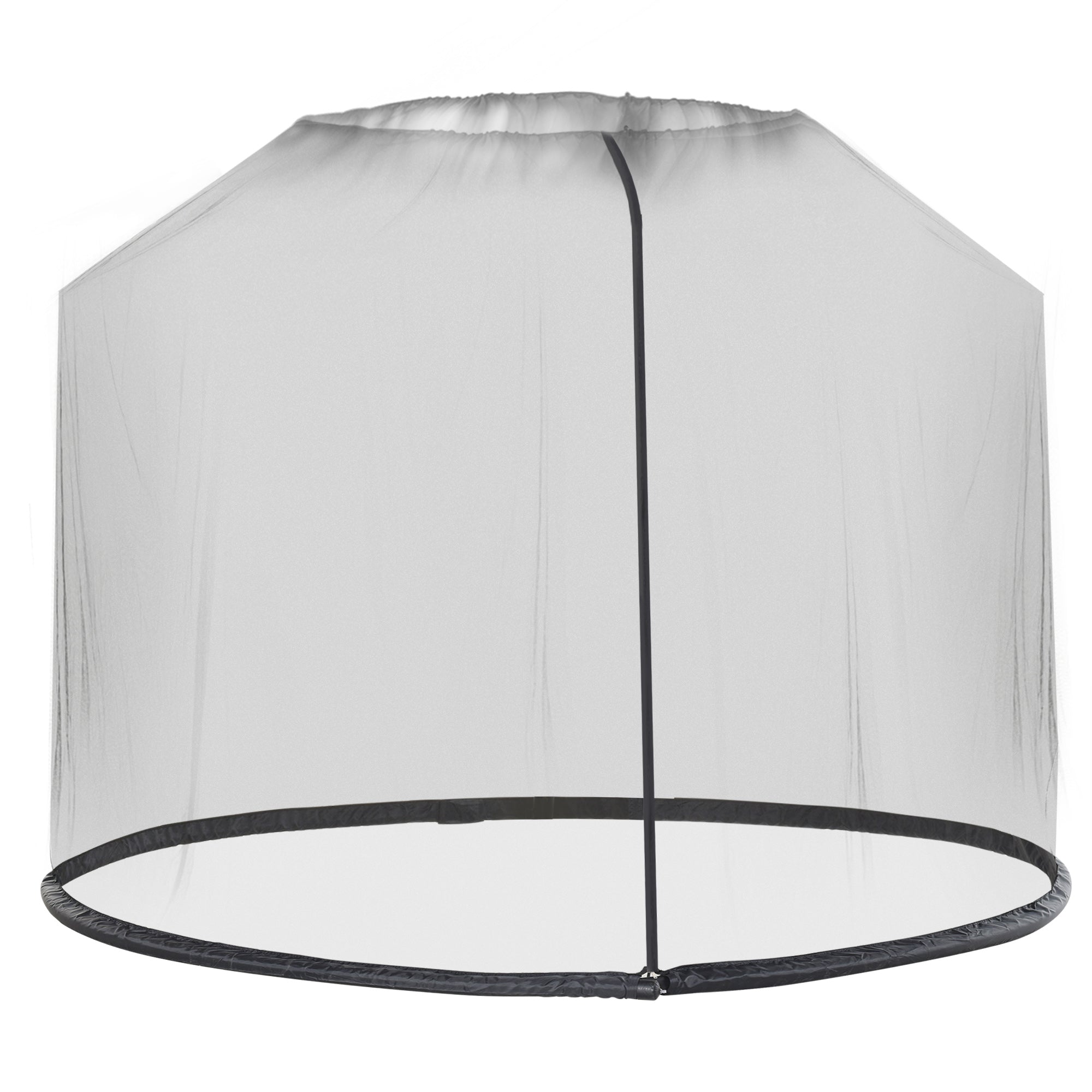 large patio umbrella with netting Outsunny 7.5FT Umbrella Mosquito Net with Zippered Door, Black