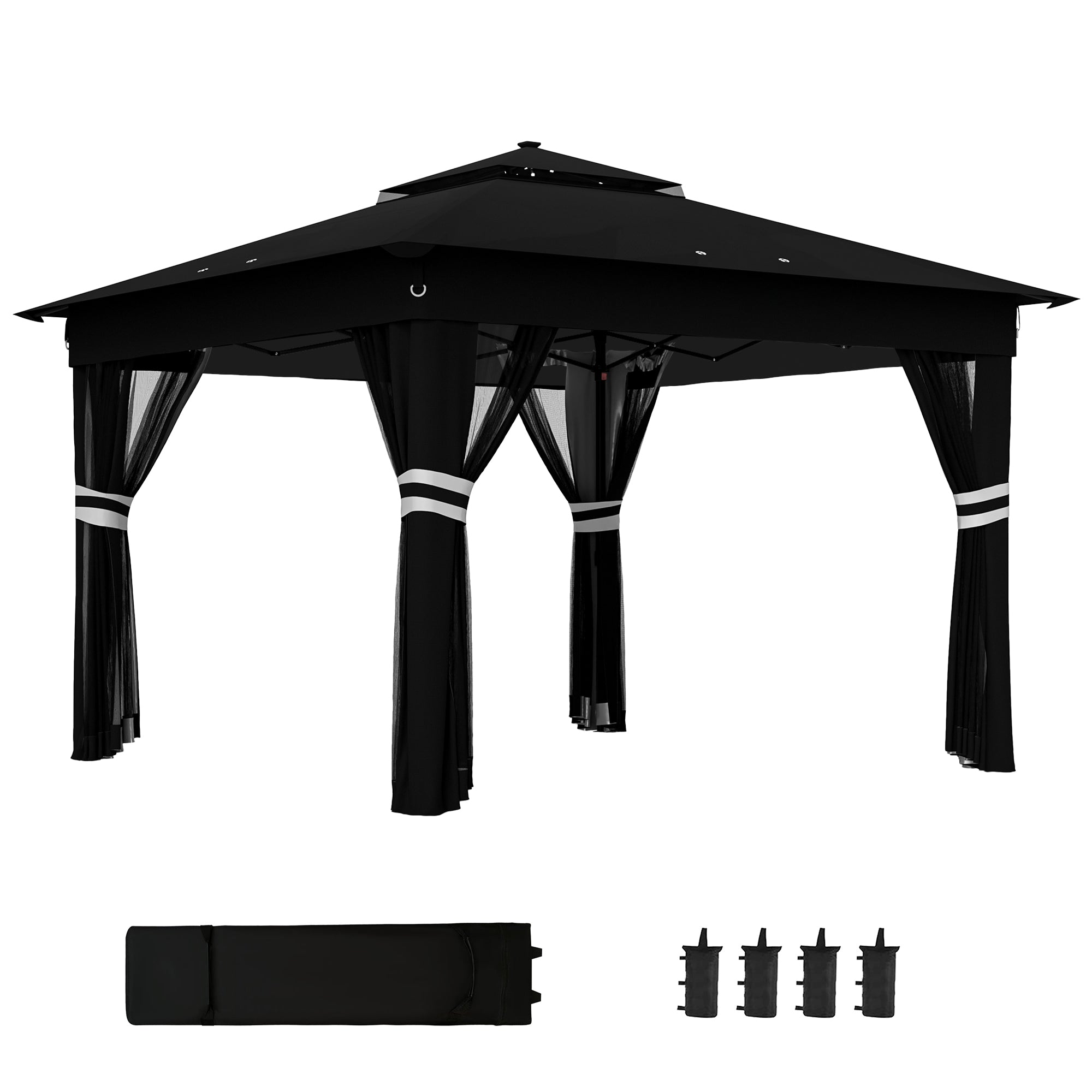 x 3(m) Pop Up Gazebo with Sides, 20 Solar-Powered LED Lights