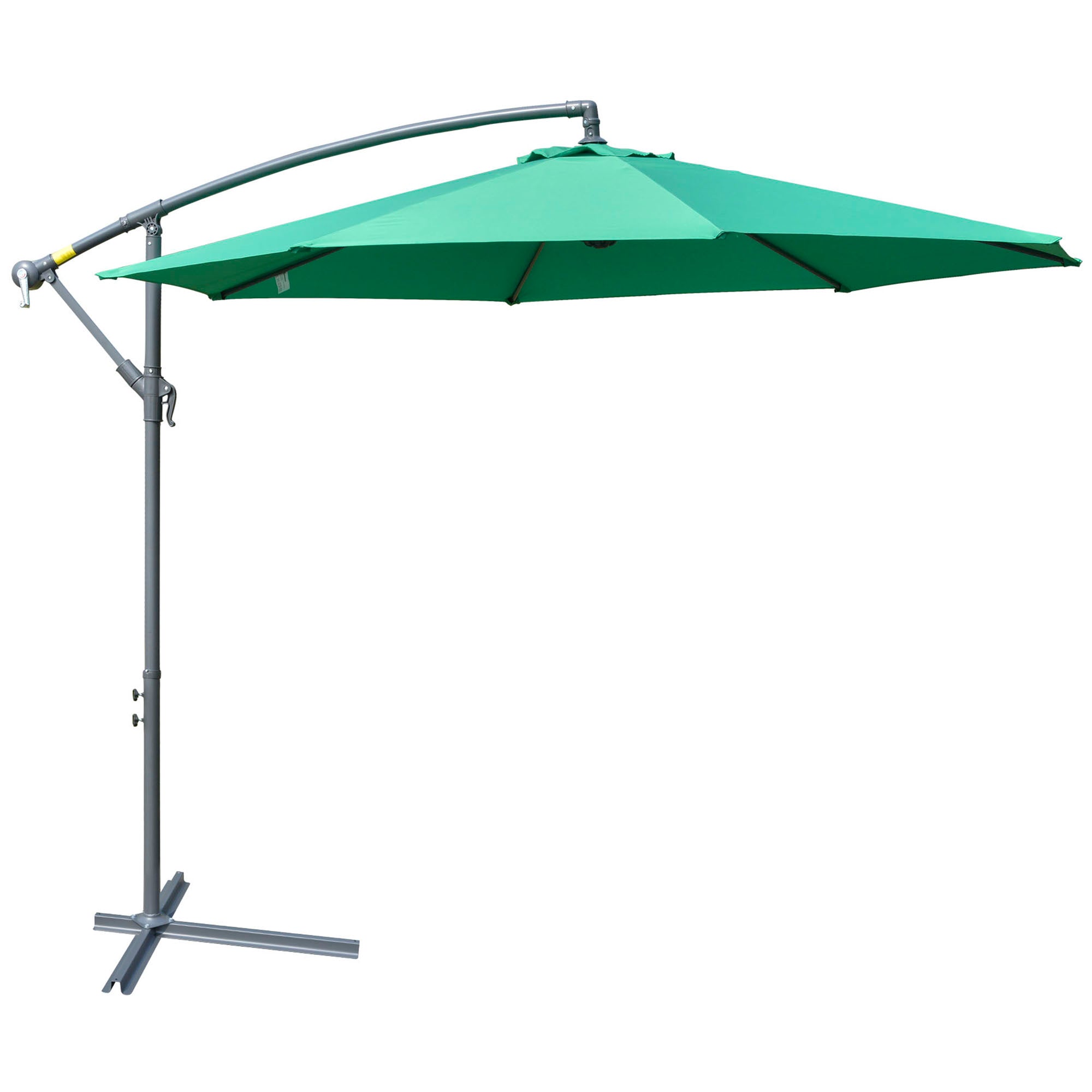 green offset patio umbrella Outsunny 10' Offset Cantilever Patio Umbrella with Base & Crank, Green